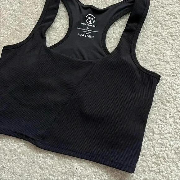 MoveTheory Cropped Sports Bra Black Women Size Medium Removable Pads Active Yoga - Picture 6 of 11